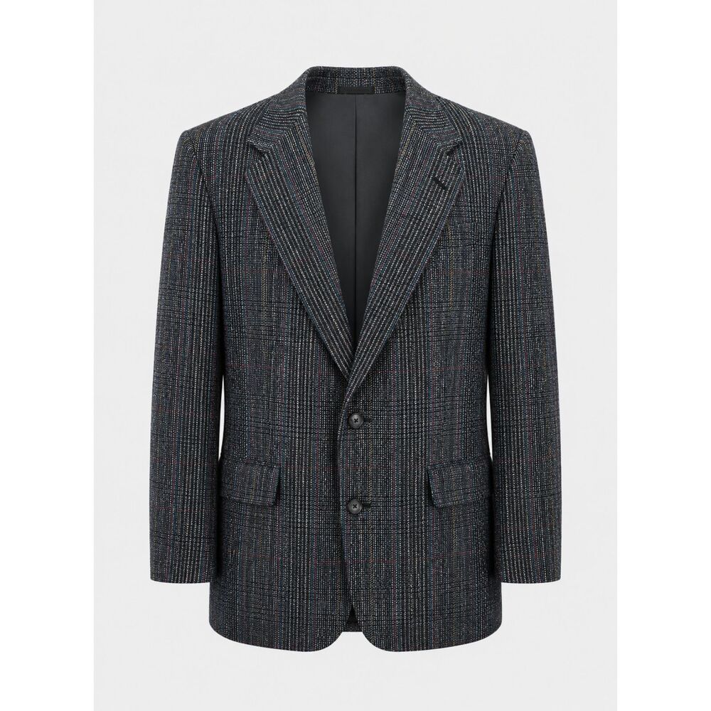 Austin Reed 100% Silk Men's Sports Coat Blazer Glen Plaid Black White Aqua Pink